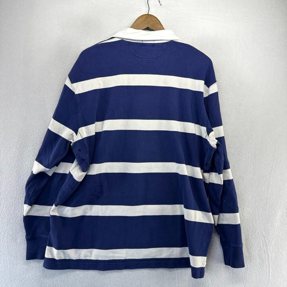 Vintage J Crew Rugby Shirt Men's XL Blue White Colorblock Thick Heavy Yacht y2k - Picture 6 of 7